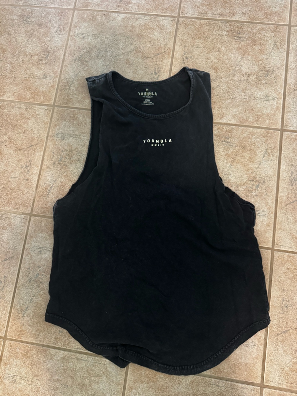 YoungLA Black Tank with Small White Logo